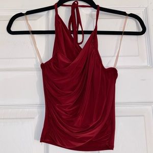 a’gaci | Burgundy open back halter crop